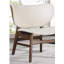 Chaise d'appoint moderne Mid-Century avec dossier à oreilles noyer / beige
