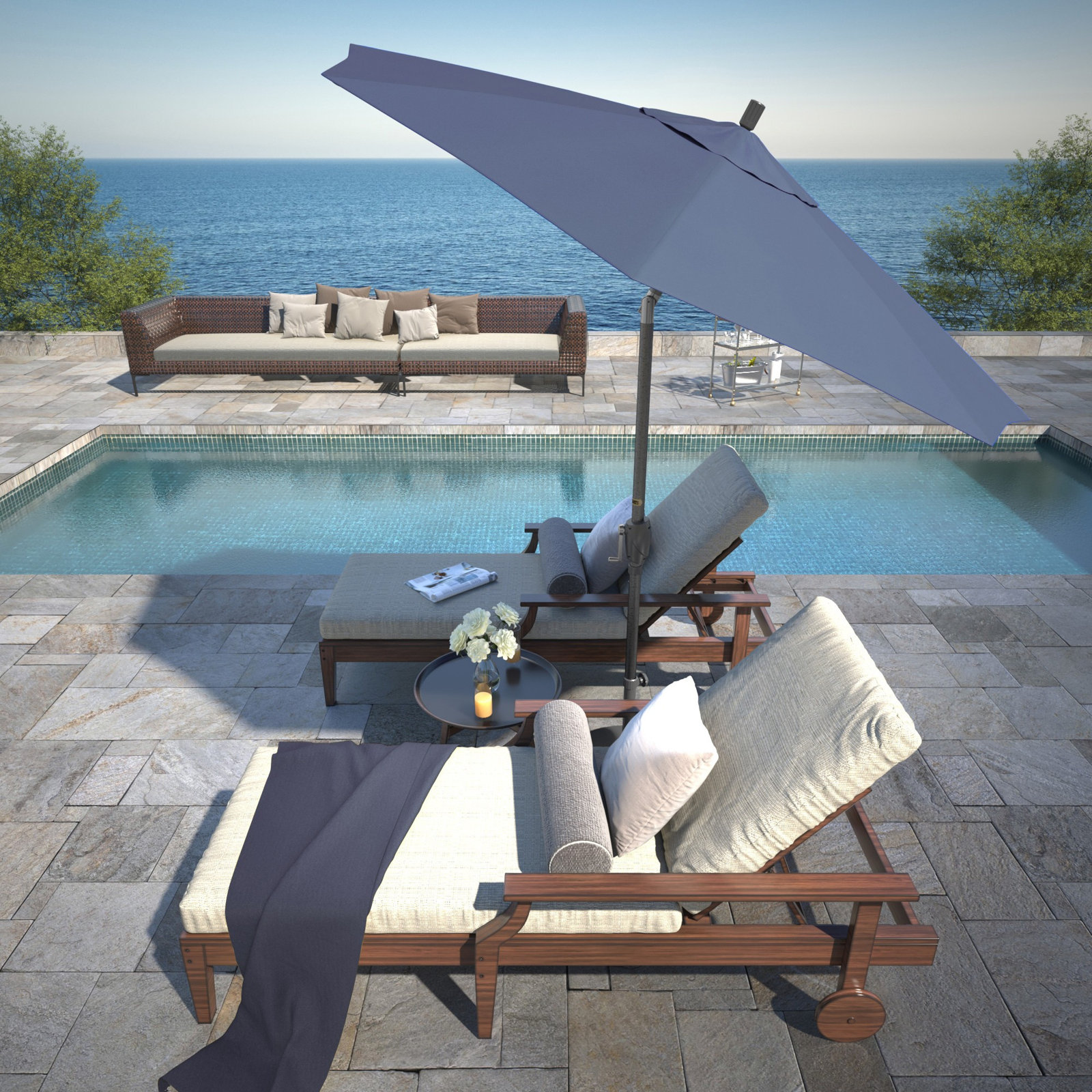 Lexia 90'' Sunbrella® Outdoor Umbrella, Canvas Regatta Sunbrella® Canvas