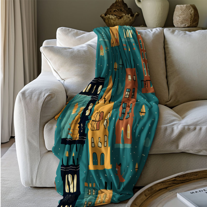 Imaginative Cityscape - 1 pièce Sherpa Premium, Lit simple