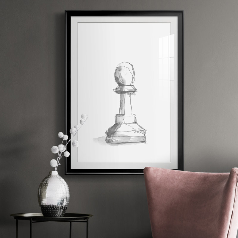 Chess Room Study VI - Reproduction encadrée, H 24,5 po x l 18,5 po x P 1 po, Noir