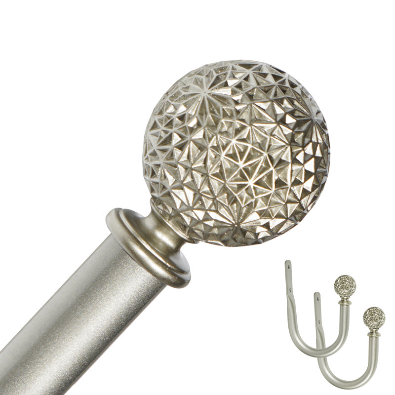 Tringle à rideau simple Seral réglable de largeur totale x 1 po de diamètre, Étain, 84" - 120"