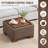 23.2" W Upholstered Square Storage Ottoman with Wooden Tray-2145034980