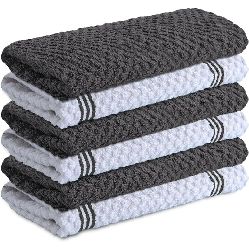 Paquet de 6 serviettes de cuisine 100% coton - Torchons ultra doux, torchons réutilisables super absorbants pour la cuisine et la maison