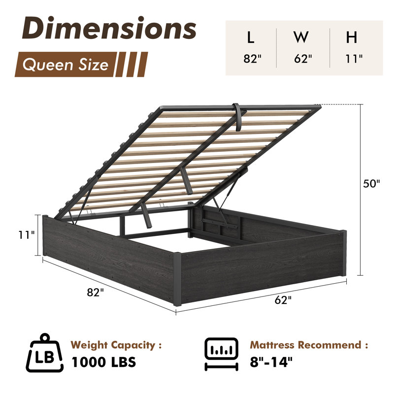 Lit de rangement Shila, Grand, Noir