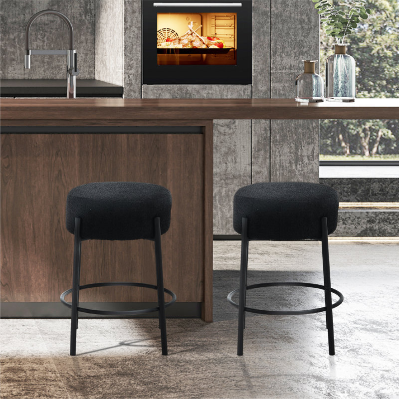 Tabouret de comptoir 23,81 po Gwyneira, Noir, Noir