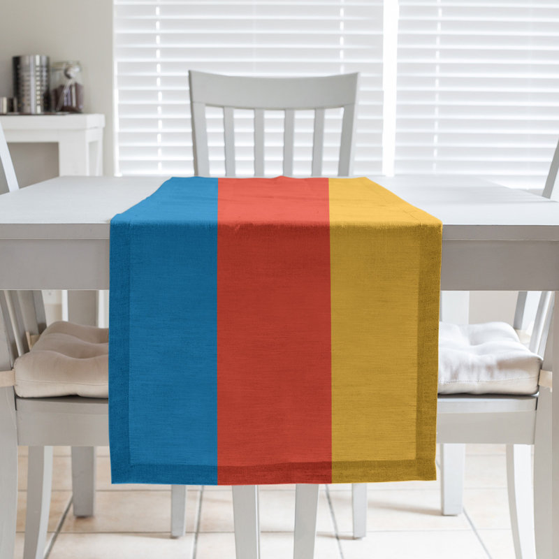 Chemin de table basket Oklahoma City, L 90 po x l 16 po, Bleu / Orange / Jaune, Polyester sergé