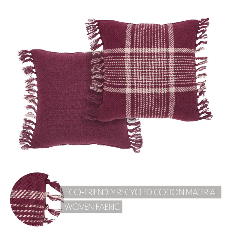 Tassels Reversible Throw Pillow, Burgundy