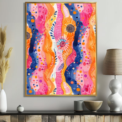 Pink Orange Abstract Boho Landscape III - Boho Print Wall Art