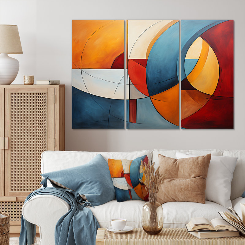 Cubism Geometric Form I - Ensemble de décoration murale cubisme, H 28 po x l 36 po x P 1 po