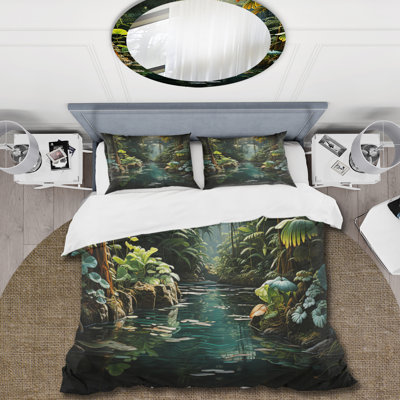 Caraibe Jungle Adventure - Coastal Beach Duvet Cover Set - Microfiber Polyester