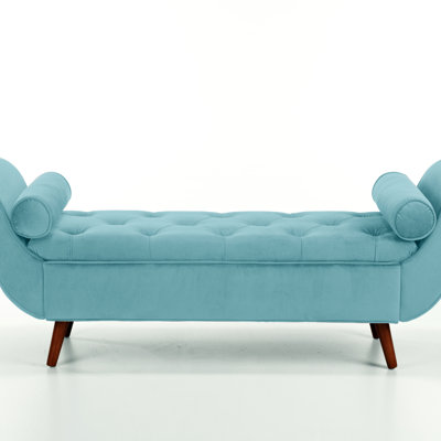 Vintage Tufted 65-Inch Long Bench, Velvet Upholstered Storage Ottoman with Classic Retro Design, Mid-Century Modern Footstool for Living Room, Bedroom Entryway