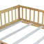 Lit double pleine grandeur avec clôture et porte, lit en bois d'hévéa avec garde-corps de sécurité-332413271-332413269