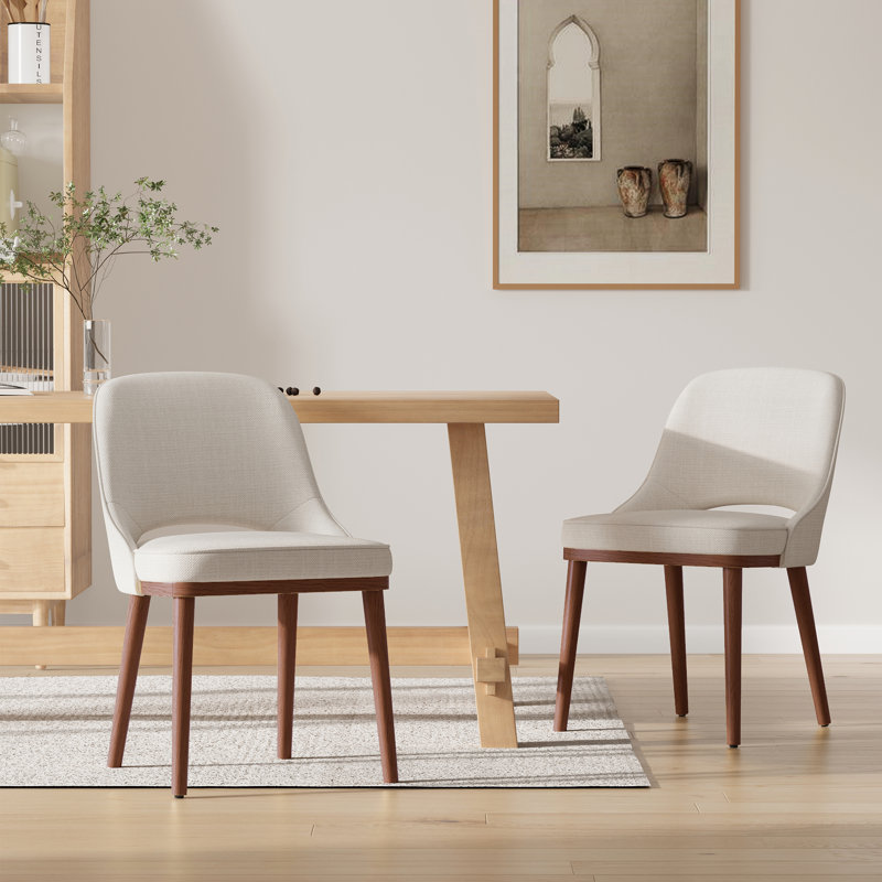 Chaises de salle à manger 19,5 po, Beige, Walnut