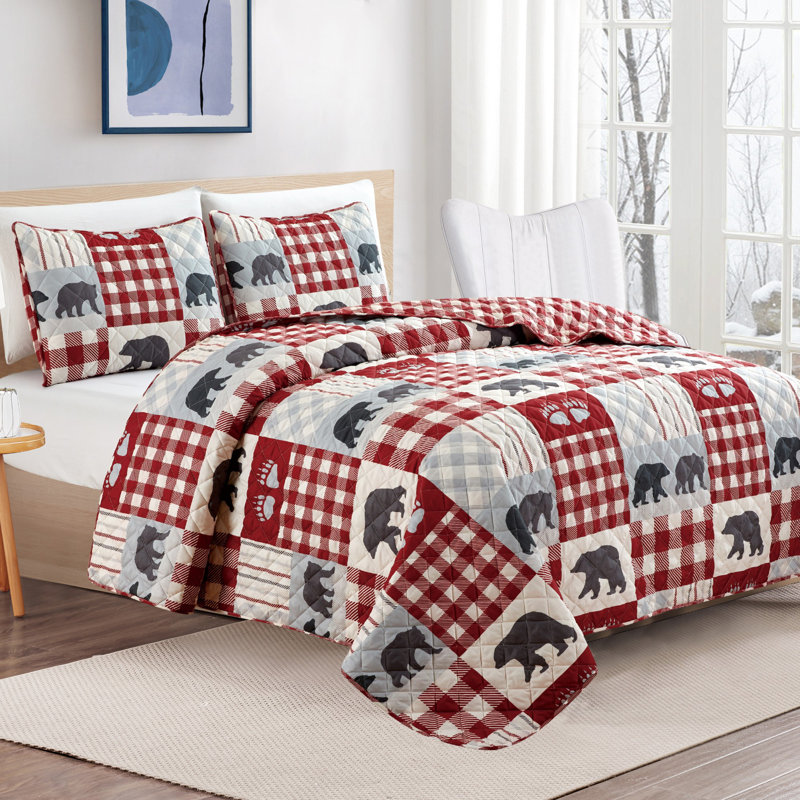 Log Cabin Quilt, King Quilt + 2 King Shams