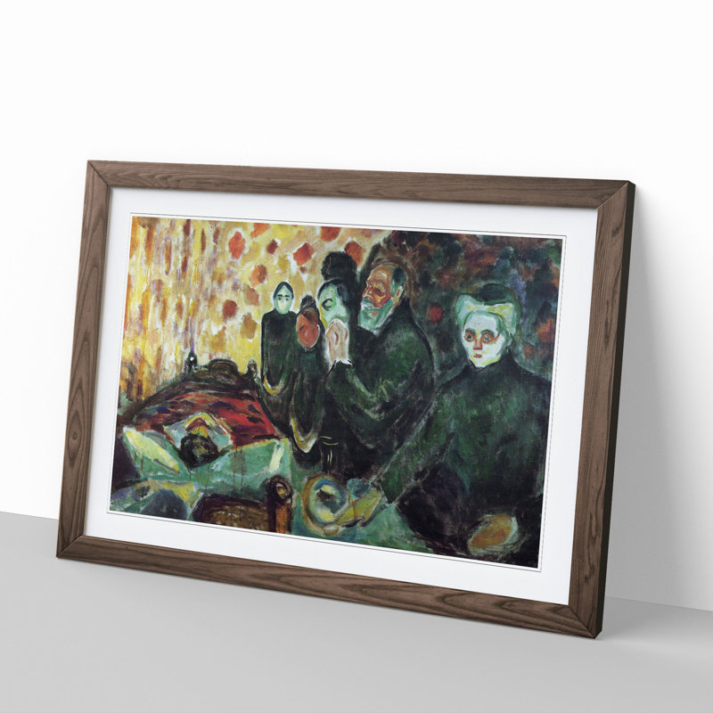 By the Deathbed by Edvard Munch - Picture Frame Painting, 36cm H x 48cm W x 2cm D, Walnut Framed