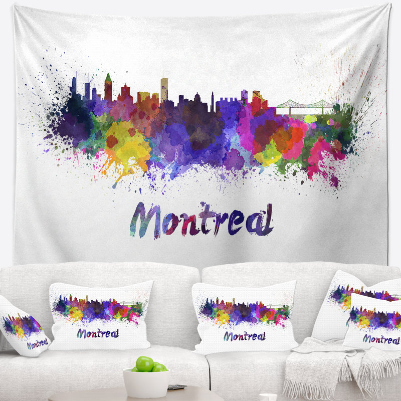 Tapisserie de skyline de montréal Cityscape, H 32 po x l 39 po