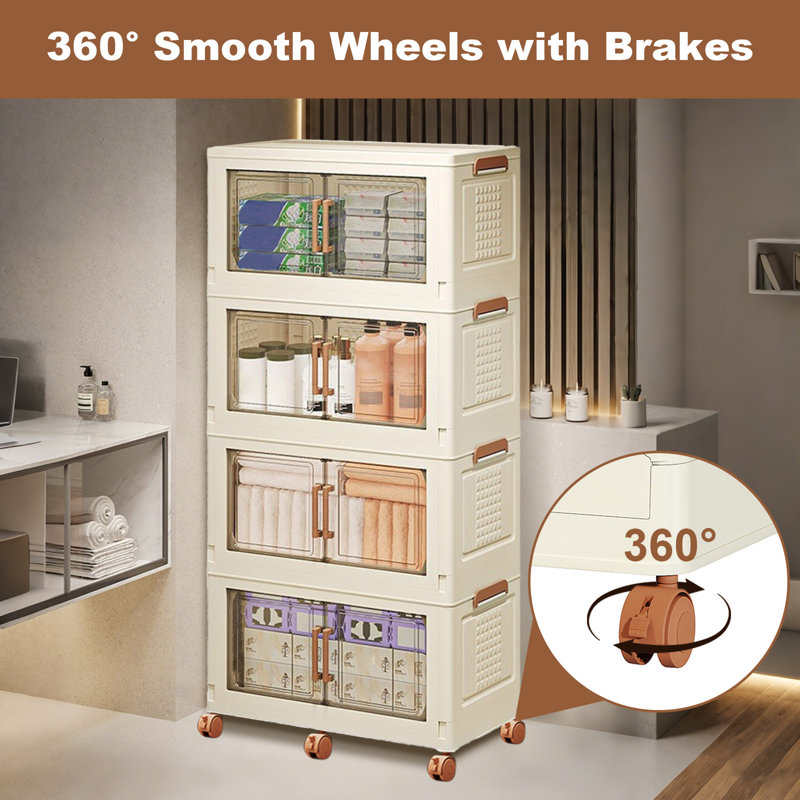 Foldable Multi-Layer Storage Cabinet, 176cm H x 85cm W x 48cm D