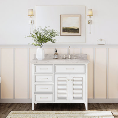 Blazier 43'' Single Bathroom Vanity with Carrara Marble Top