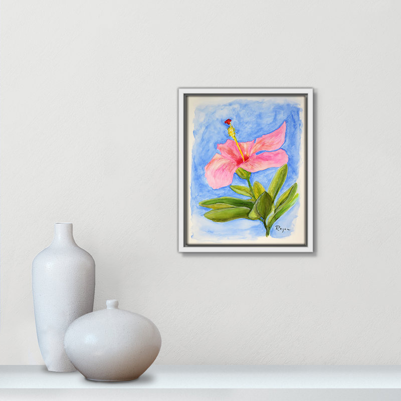 Fleur d'hibiscus rose par Mike Ragan, H 11,5 po x l 9,5 po, Blanc