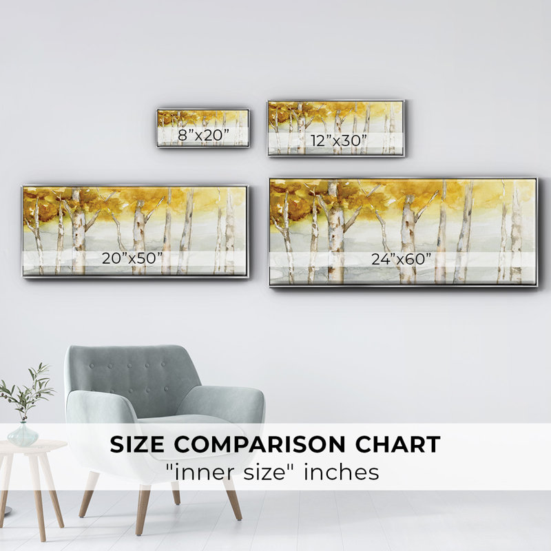 Golden Trees- Framed Canvas, 20" H x 50" W