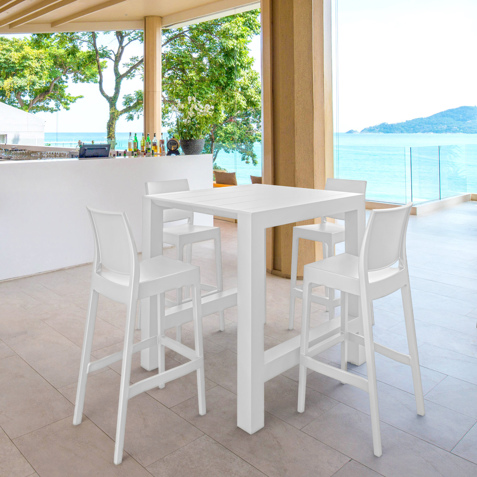 Farrah 39" Patio Dining Set, White