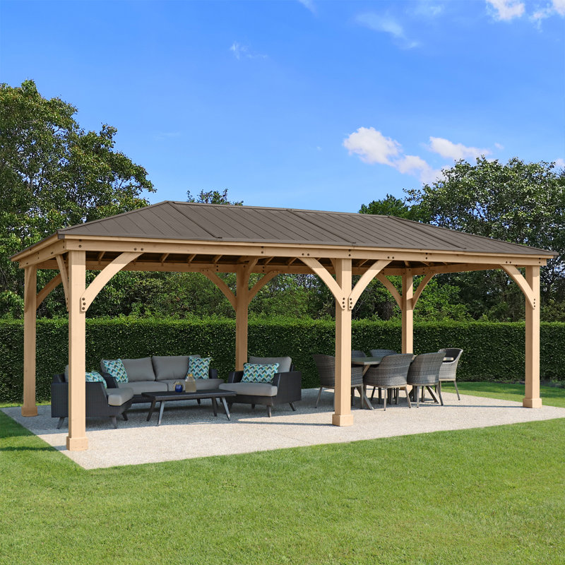 Pavillon de jardin en métal L 12 pi. D Pavillon de jardin en bois massif