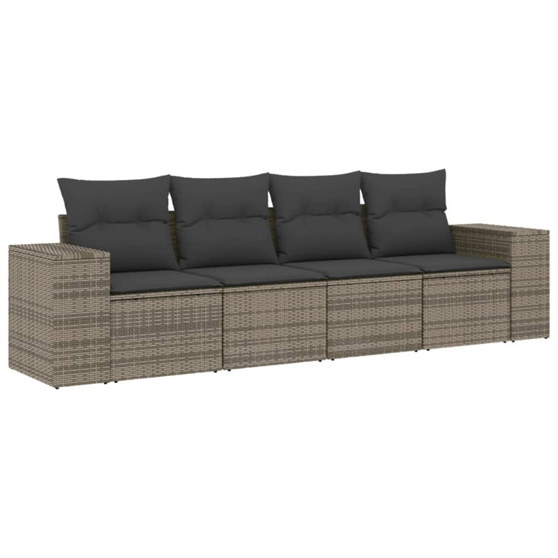  Ensemble de canapé de jardin en rotin PE gris