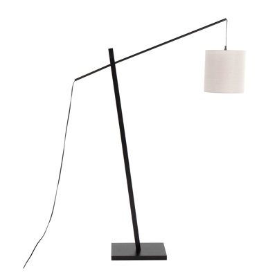 Lampe sur pied Arturo en bois noir et acier noir avec abat-jour en tissu Arturo