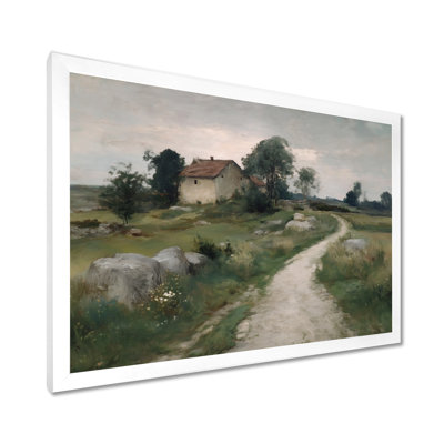 Grey Charming Farmhouse In Ireland - Barn Farm Ranch Wall Art, Green Farmhouse Canvas Print