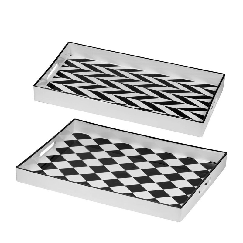 Ensemble de deux plateaux rectangulaires - noir, blanc