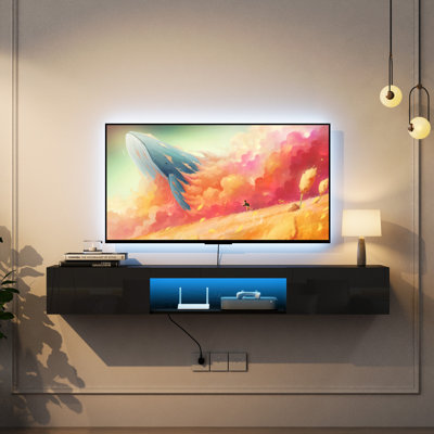 Floating TV Stand Wall Mounted 63" Modern TV Stand, Floating TV Cabinet Accent Cabinet Storage Cabinet