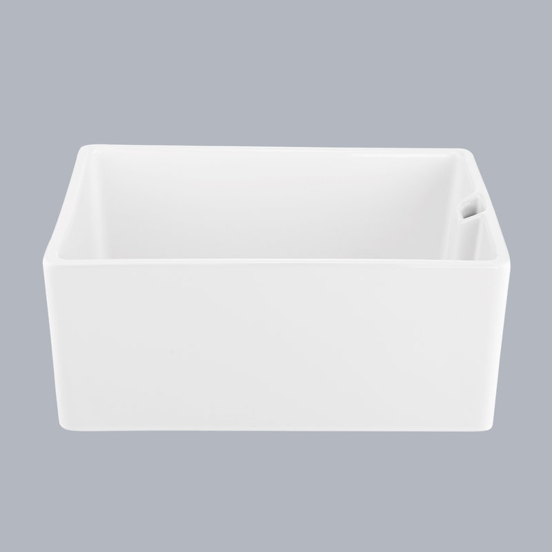 White Ceramic Single Bowl Sink 23.6"X18" - , Easy To Clean, Modern Kitchenware Kitchen Scratch, Cleanable