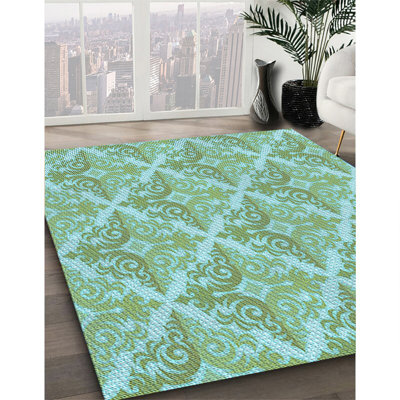 Tapis 100% à motifs lavables à la machine 2989 Pat1573-LBLU