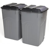 United Solutions Wheeled Outdoor Trash Can, 45 Gal, 2 Pack, Black And Gray, Easy Mobility