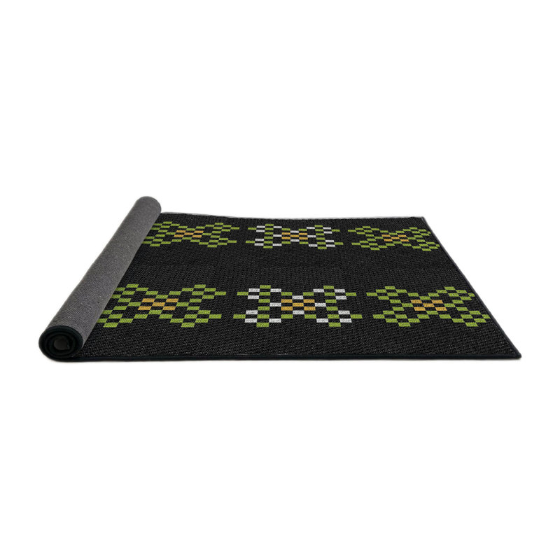 Tapis décoratif vert à motif géométrique Rosalia, Rond 6 pi