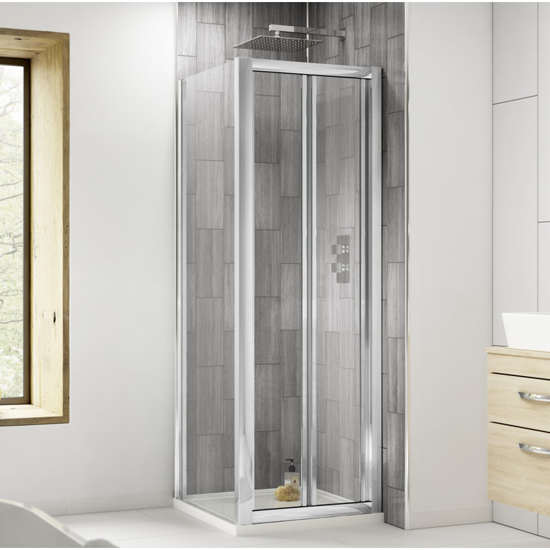 Pacific 1850mm H Folding / Bi-Fold Framed Shower Door with Clear Glass, 185cm H x 76cm W x 76cm D
