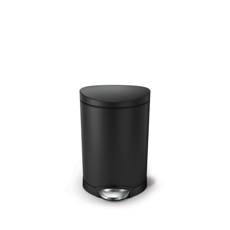 Simplehuman 6L Semi-Round Bathroom Pedal Bin, Matte Black
