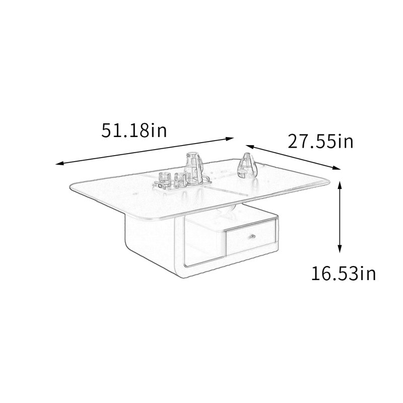 Table basse avec tiroir en bois Minimalisme, Noir et or, H 16,53 po x L 27,55 po x l 51,18 po, Noir