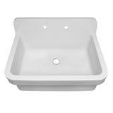 Fireclay 30" x 22" Drop-in Sink with 2 Faucet Holes on Backsplash