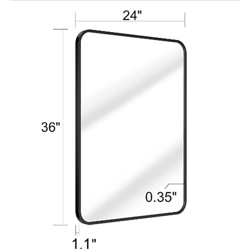 Donko Metal Rectangle Wall Mirror, 24" x 36", Black