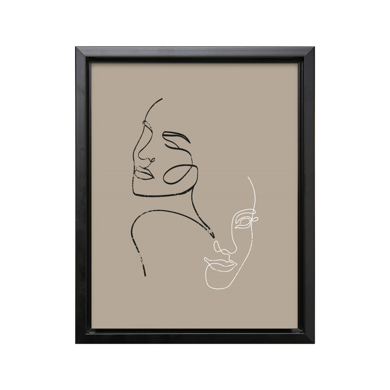 Une ligne de visages de femmes, H 12 po x l 16 po, Canevas, Cadre noir
