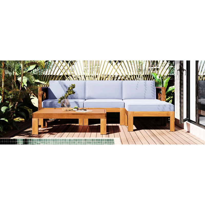 Ensemble de canapé modulaire d'extérieur en bois avec coussins de qualité supérieure pour se détendre