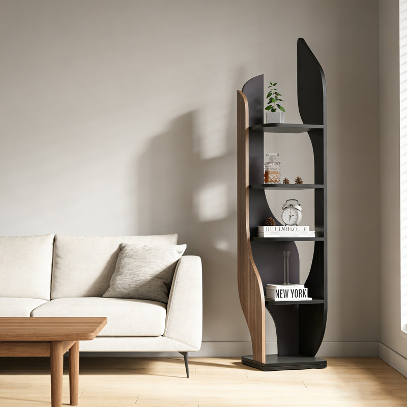 70,87 po H, armoire de coin minimaliste moderne, étagères nordiques à plusieurs niveaux, bibliothèque de coin Creative Luxe pour salon et bureau