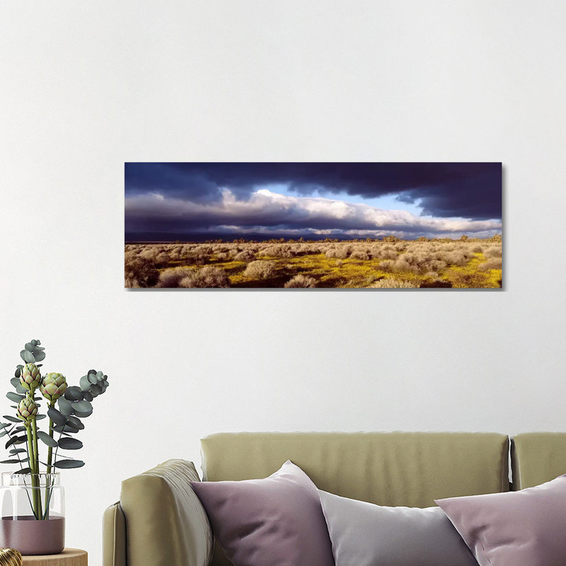 Ominous Sky, Mojave Desert, California, USA 1 Piece Wrapped Canvas Panoramic Wall Art, 121.92 cm H x 40.64 cm W x 3.175 cm D