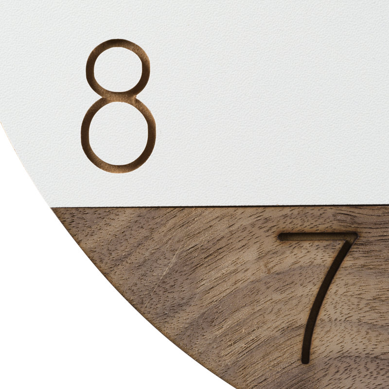 Sierra Wood 12" Wall Clock, White/Walnut