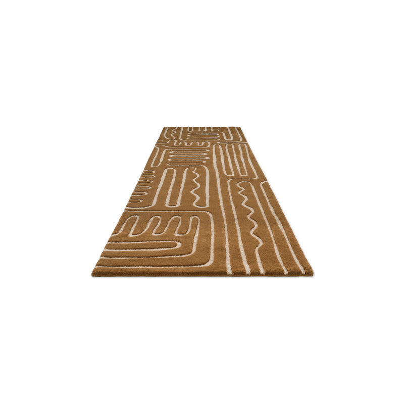 Hollow Handmade Wool Abstract Area Rug, Tan, Runner 2'7'' x 9'10''