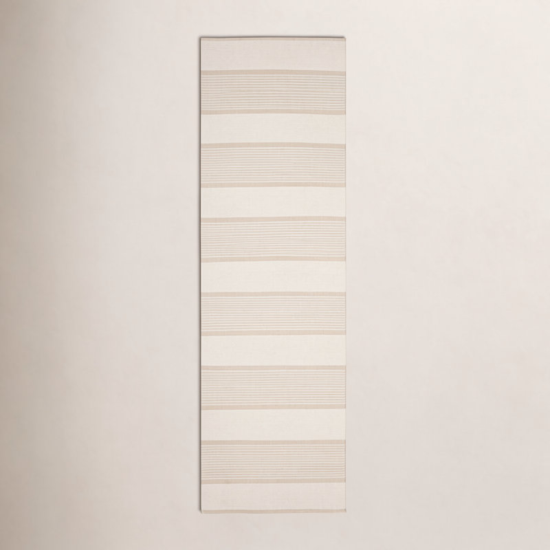 La Mirada Wheat Handwoven Cotton Rug, Runner 2'6" x 8'