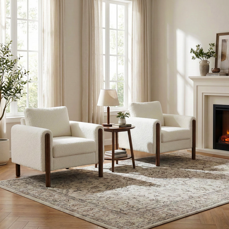 Très grand fauteuil d'appoint rembourré Elara, Ourson blanc, 2