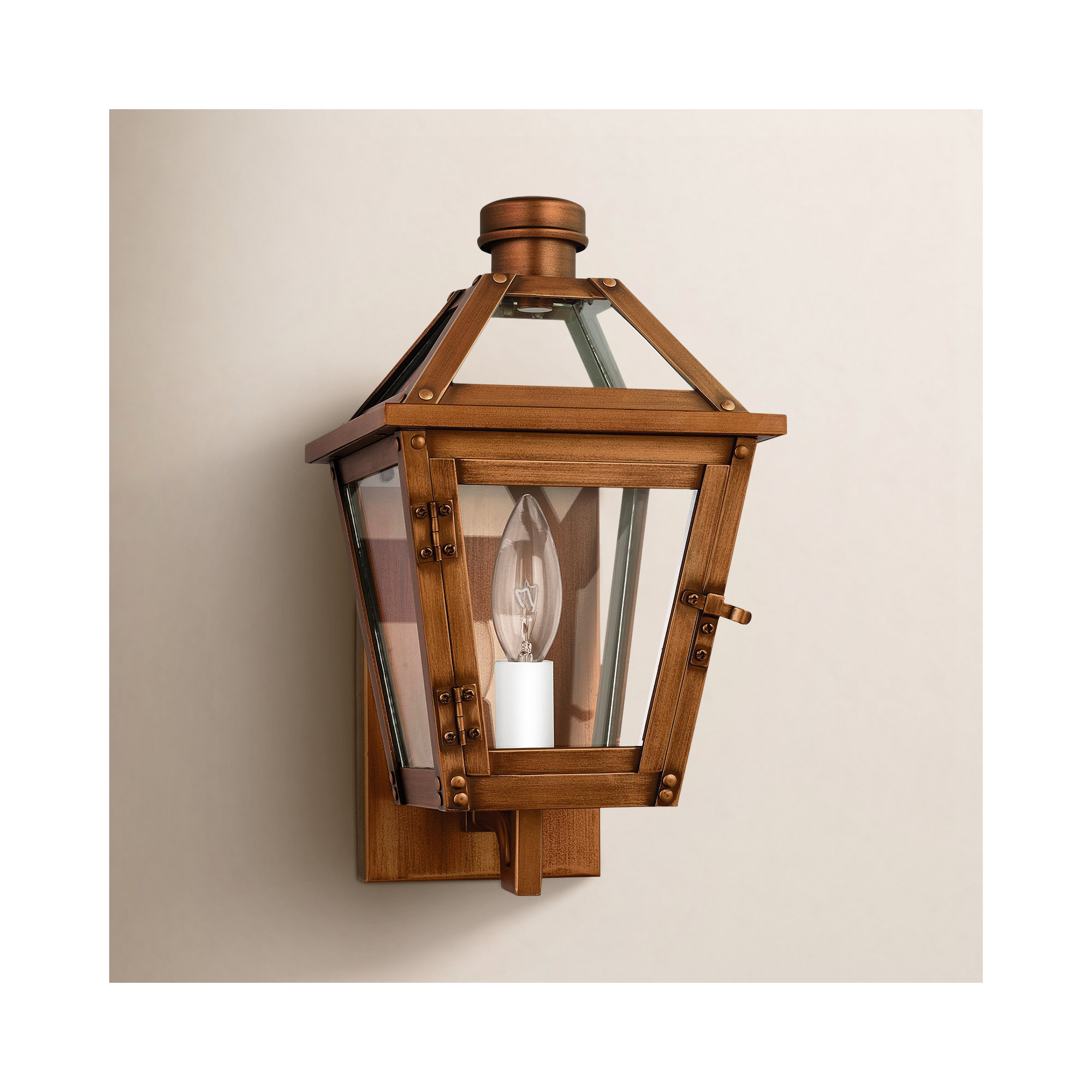 Single Light Empire Outdoor Composite Wall Light, Natural Copper