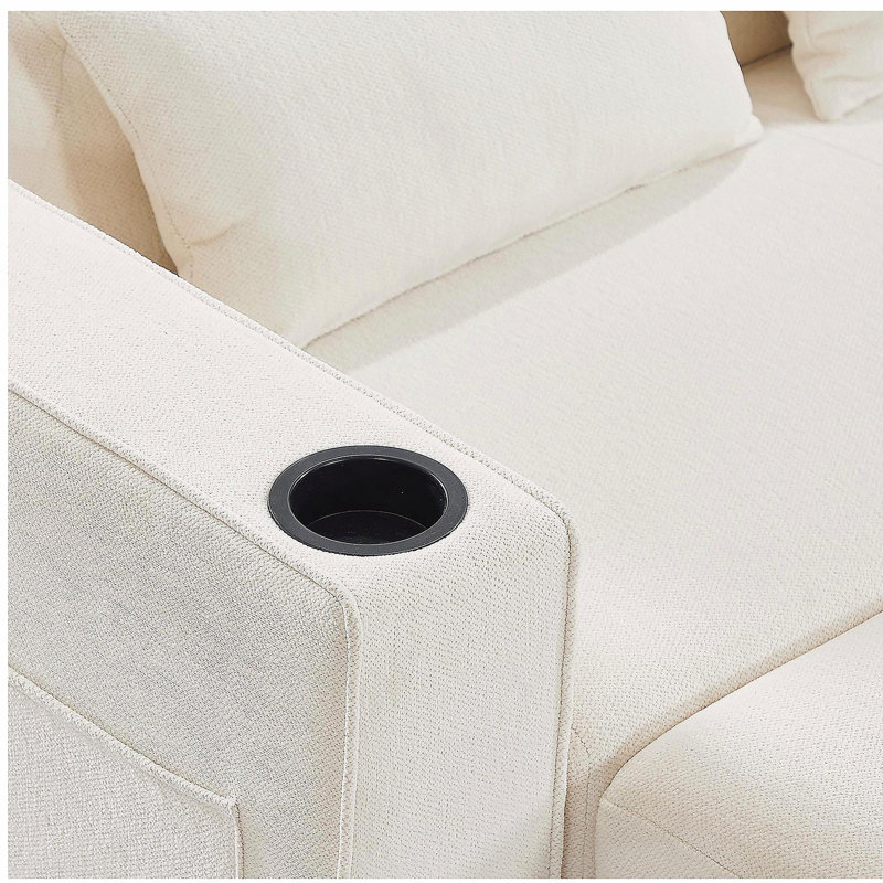 61.4-inch pull-out sofa bed convertible sofa sofa armrest sofa modern sofa bed with adjustable backrest, beige, Beige